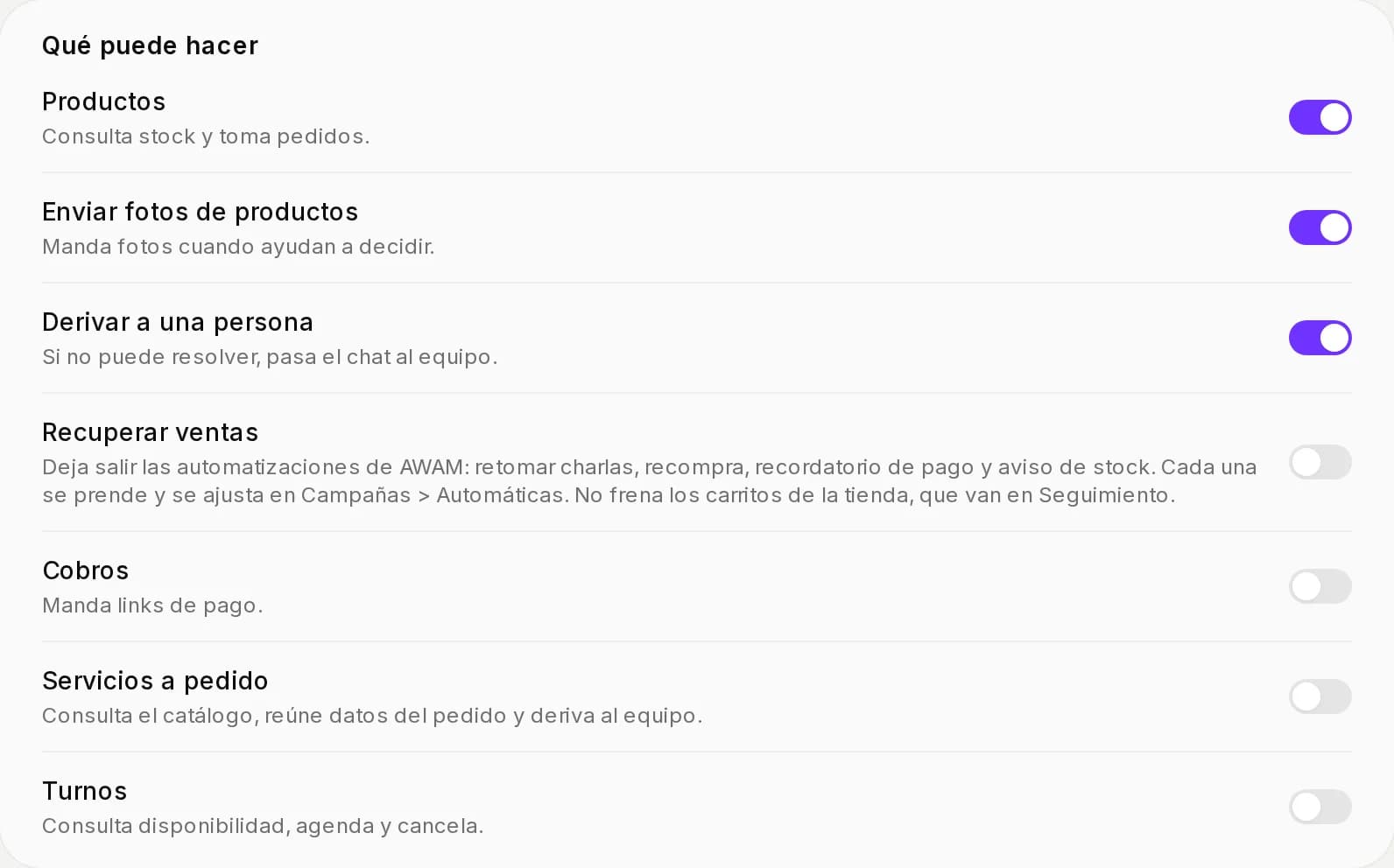 Qué puede hacer con Productos y Enviar fotos de productos prendidos