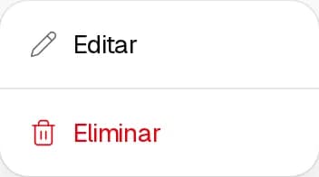 Menú de una factura en borrador con Editar y Eliminar