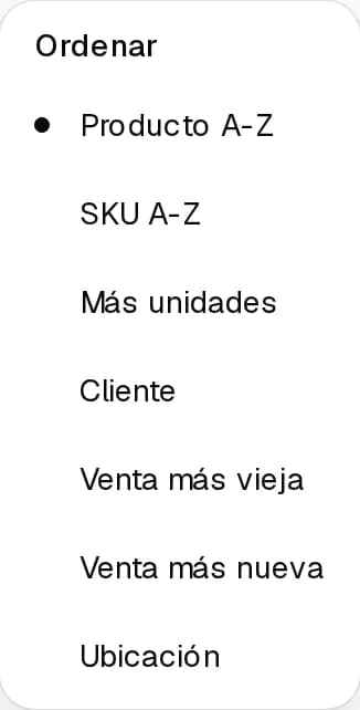 Menú para ordenar la preparación