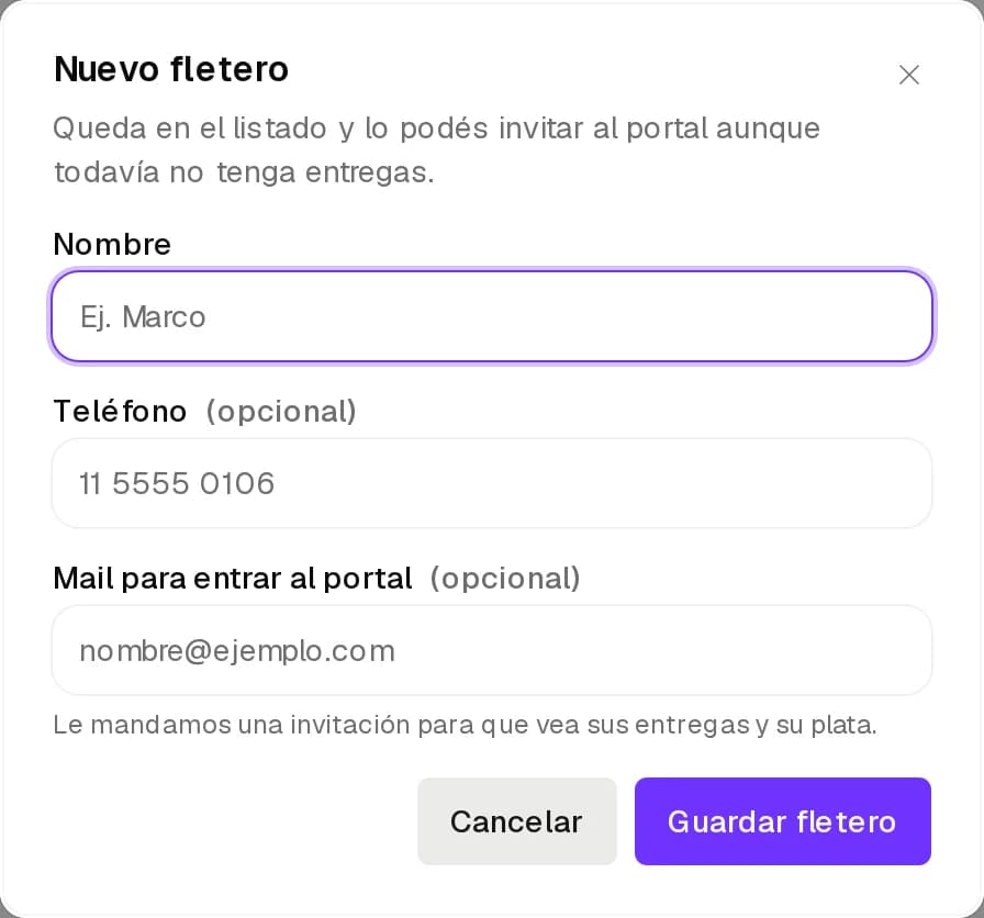 Diálogo Nuevo fletero