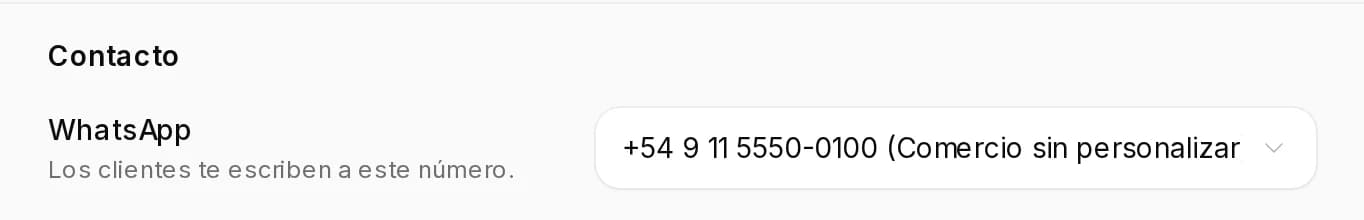 Banda Contacto con el número de WhatsApp elegido