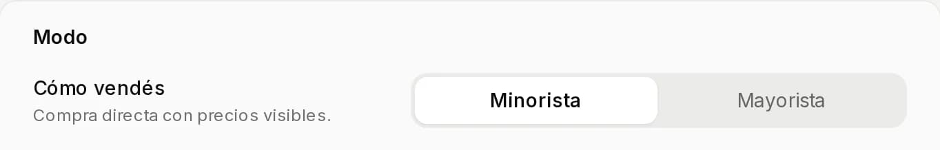 Banda Modo con Minorista y Mayorista