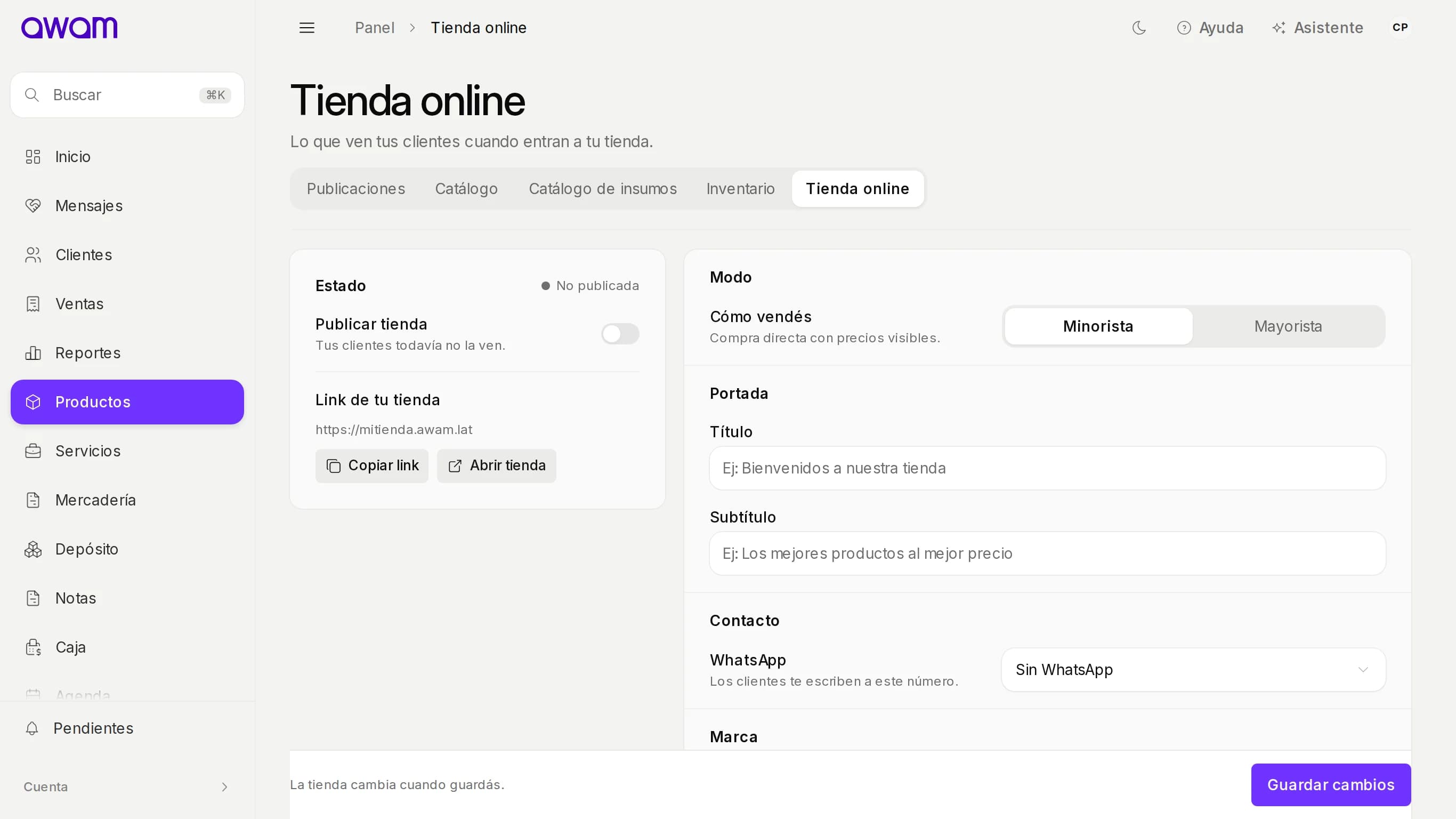 Tienda online todavía sin configurar