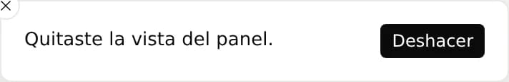 Aviso Quitaste la vista del panel con el botón Deshacer