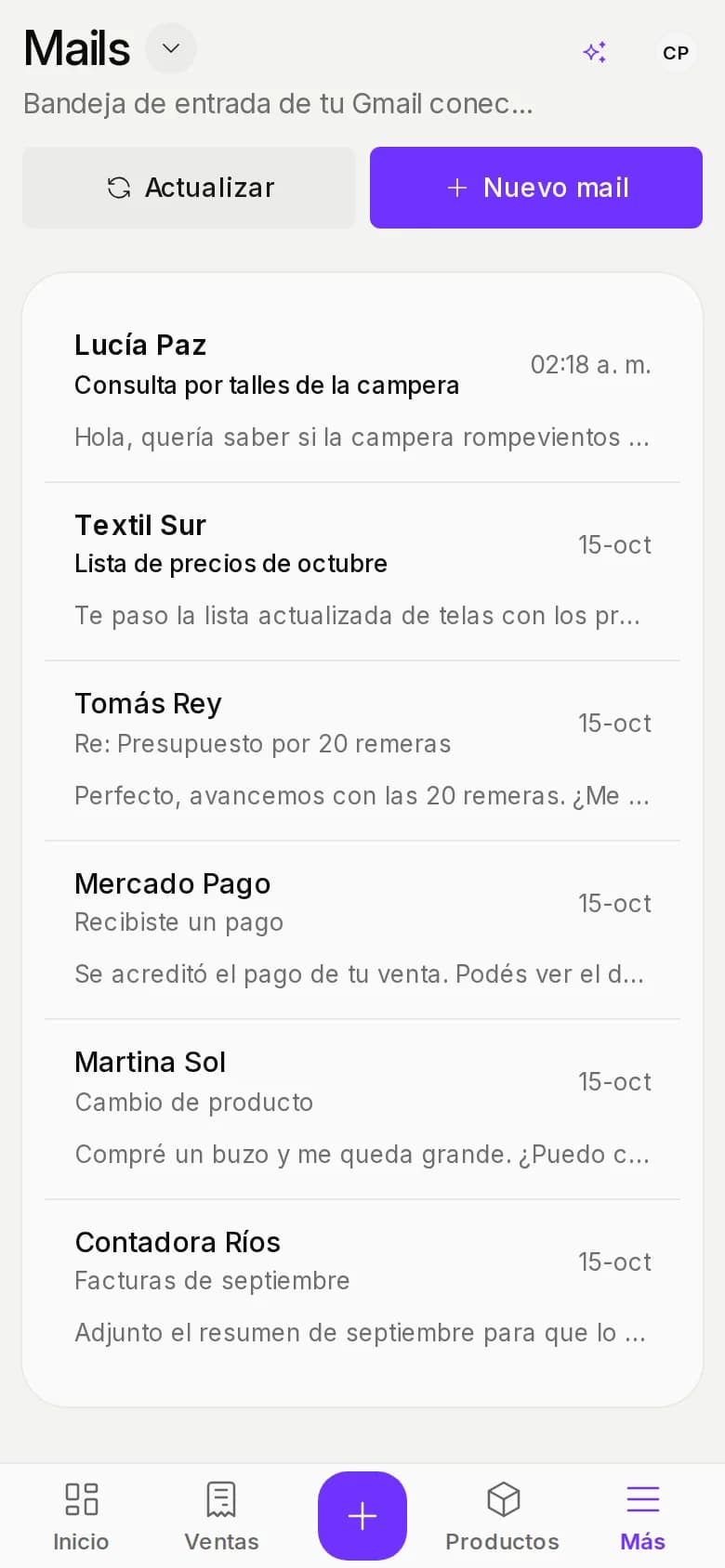 Mails en un celular
